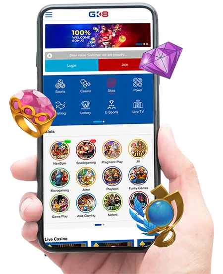 Ilustrasi layar GK8 pada smartphone